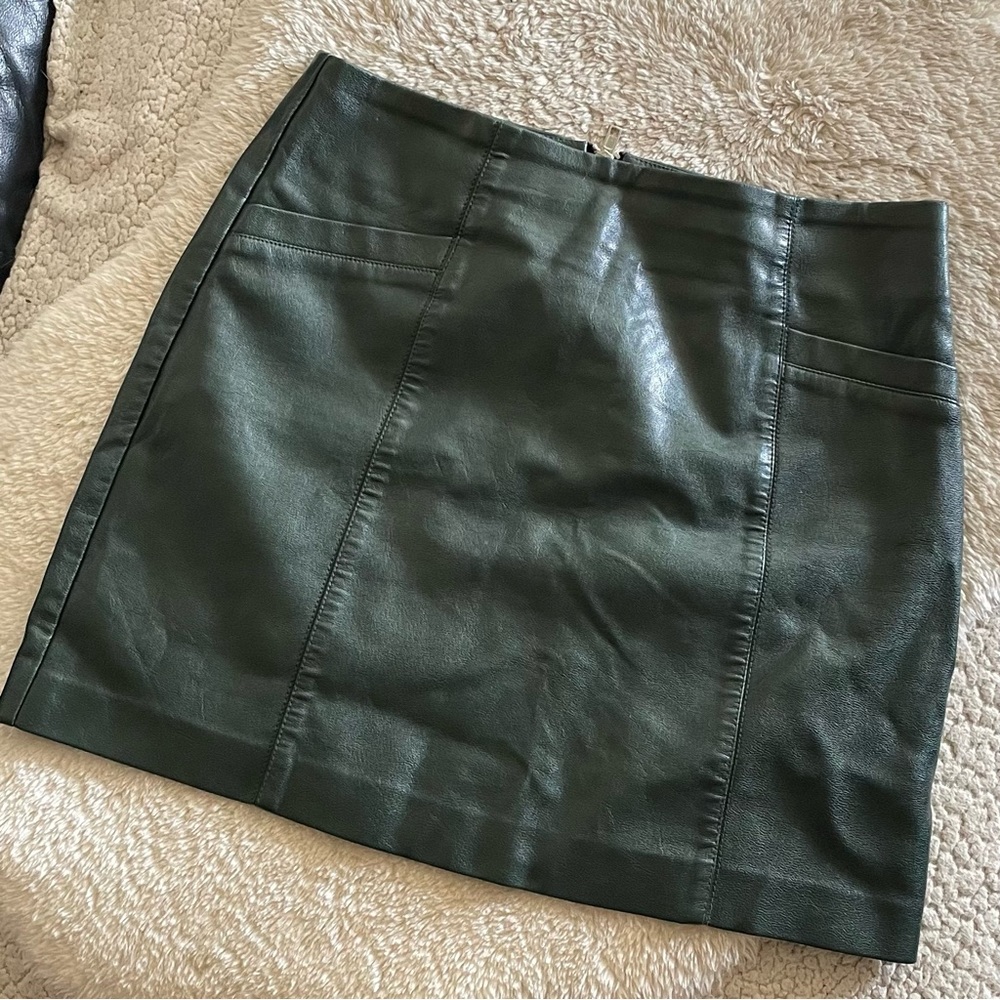 Green Faux Leather Skirt